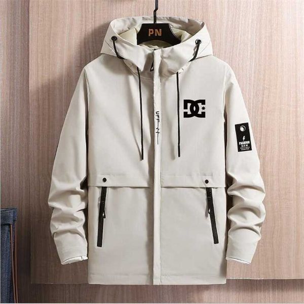 DC Primavera Outono Carta Impresso Capuz Hoodie Solta Marca Coreana Moda Jaqueta Simples 211214