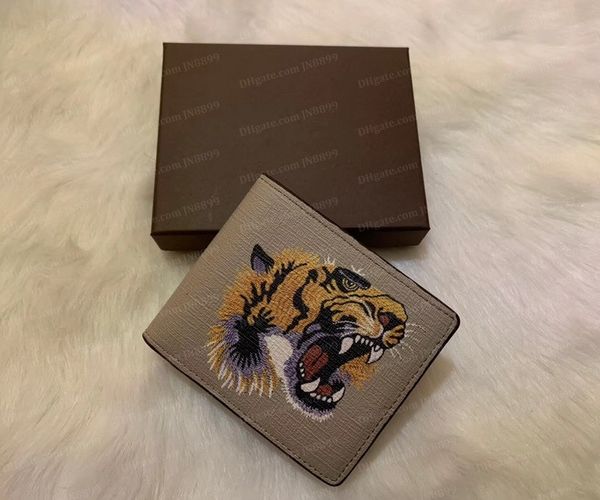 

men animal short wallet leather black snake tiger bee wallets fashion man purse multi-card open card holders purses with gi238b, Red;black