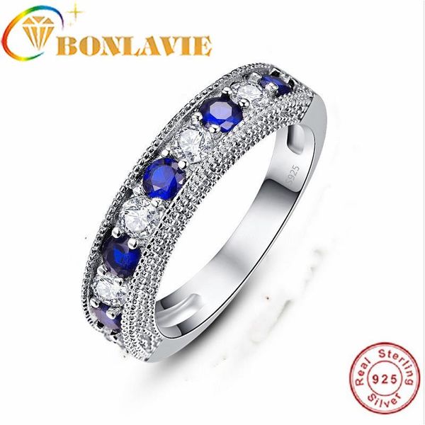 

wedding rings hign grand 925 sterling silver finger stackable blue white cz stone ring for women fashion gift jewelry, Slivery;golden