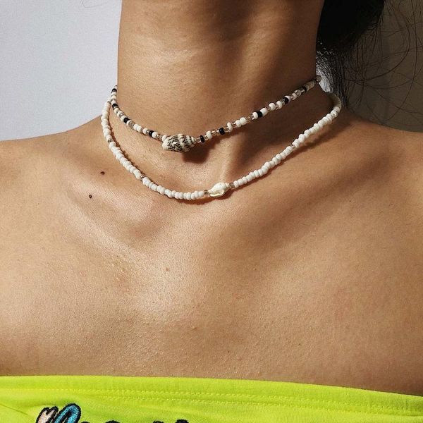 

chokers bohemian black white beads natural shell choker necklace for women girls charming bead jewelry beach outfits collares, Golden;silver
