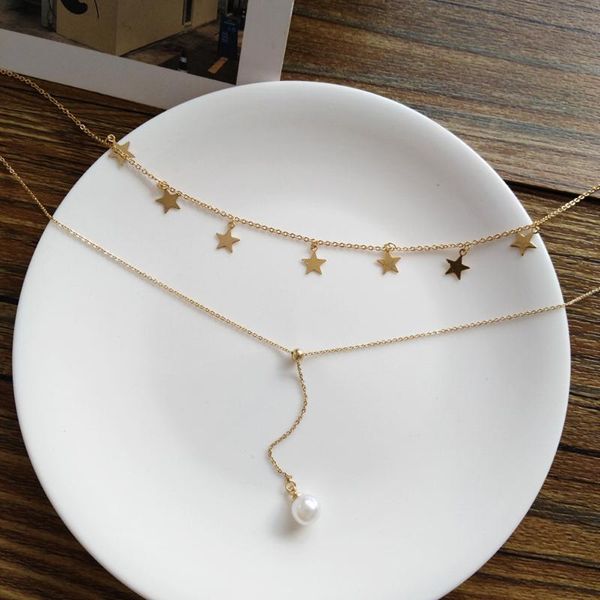 

chains 2021 han edition of design the trend fashion and personality star shape necklace women fine jewelry gifts, Silver