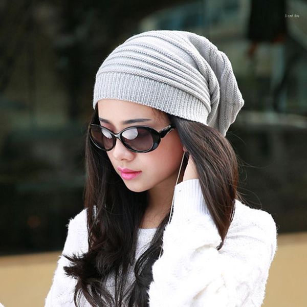 

beanies men and women hat mixed color cotton striped hip hop winter warm scarf knit long loose headdress1