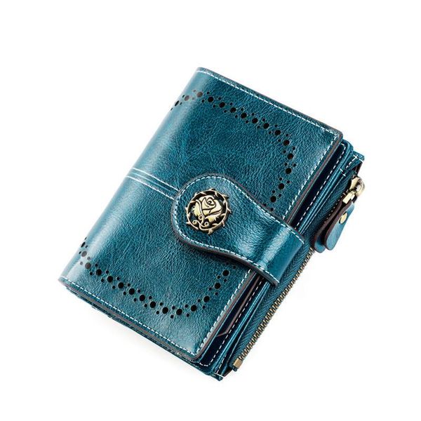 

wallets women short wallet genuine leather lady female hasp zipper design coin purse id card holder for man, Red;black