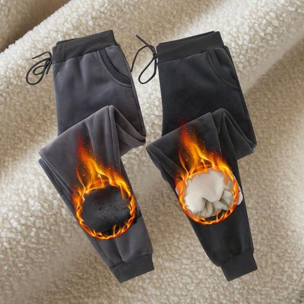 

women's pants & capris women winter lamb fur cashmere casual warm harem thick lined fleece autumn sweatpants trousers x54, Black;white