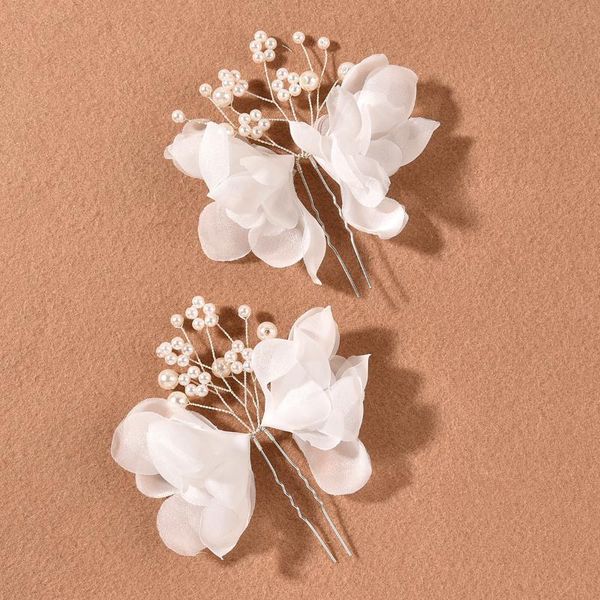 

hair clips & barrettes 2pcs pearl flower pin u-shaped chinese style hairpin bridal wedding styling making accessories for women ornament, Golden;silver