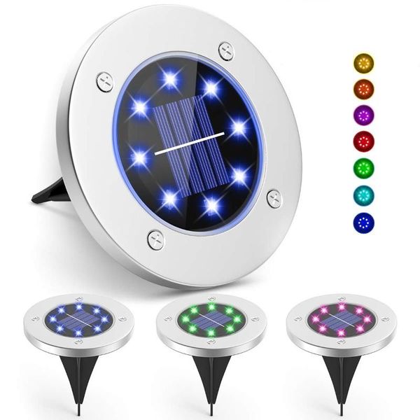 

4pcs/lot colorful outdoor solar led stainless steel underground light courtyard garden lawn decoration ground lamp rain-proof