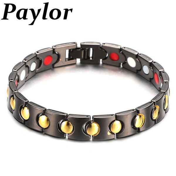 

charm bracelets paylor drop pure copper bio energy bracelet fashion health bangle magnetic jewelry hologram wristband black, Golden;silver