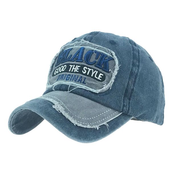 

washed baseball cap black pasted cloth letter embroidered cap, Blue;gray