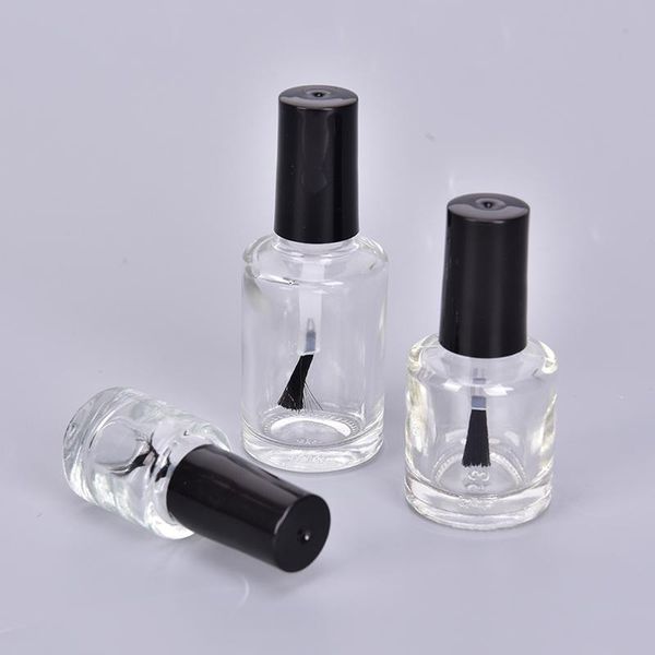 

1pc 5ml/10ml/15ml portable transparent glass nail polish bottle empty brush cosmetic containers nail glass bottles with brush