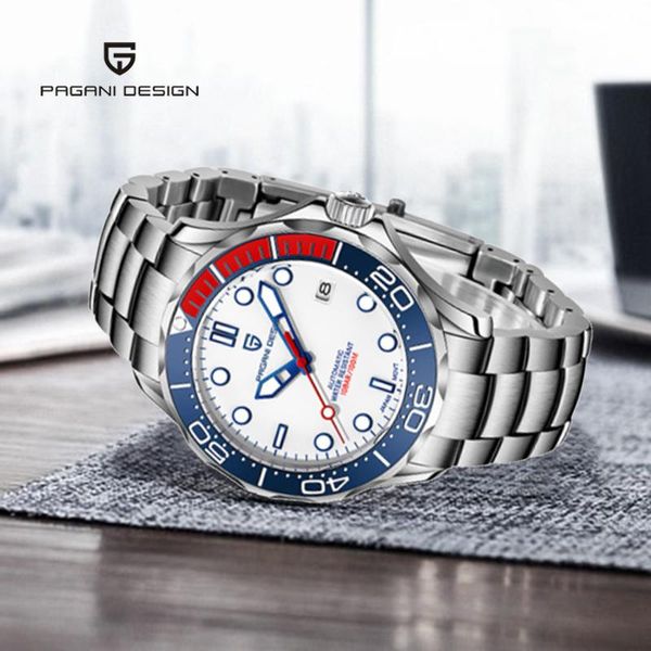

wristwatches pagani design luxury fashion mechanical automatic watch men's stainless steel sapphire japan nh35a waterproof luminous, Slivery;brown