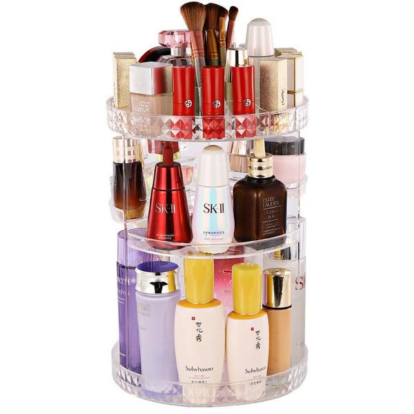 

make up organizer cosmetics storage box 360 degree rotation transparent fashion spin multi-function detachable acrylic