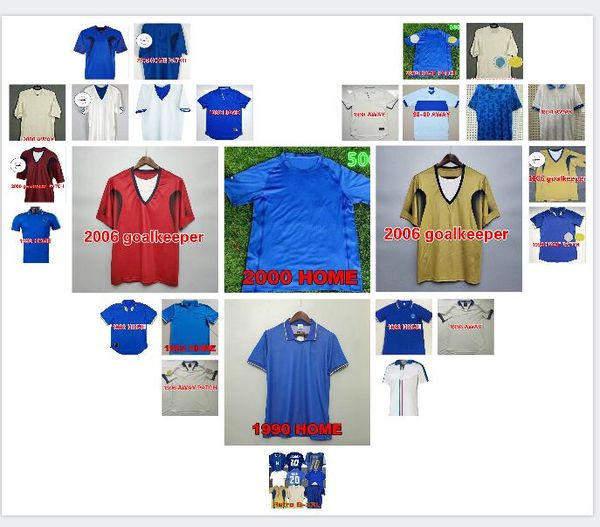 

2000 2006 retro classic 1982 1986 1990 1994 1996 1997 1998 1999 soccer jersey totti pirlo maldini r.baggio baresi football shirt, Black;yellow