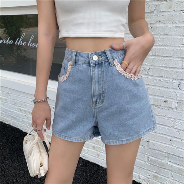 

women's shorts alien kitty fashion women high waist summer cowboy 2021 plus size wide leg denim casual retro girls short jeans, White;black
