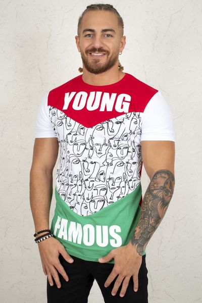 

red-green font colorful men 's tee shirt 2002014 8876, White;black