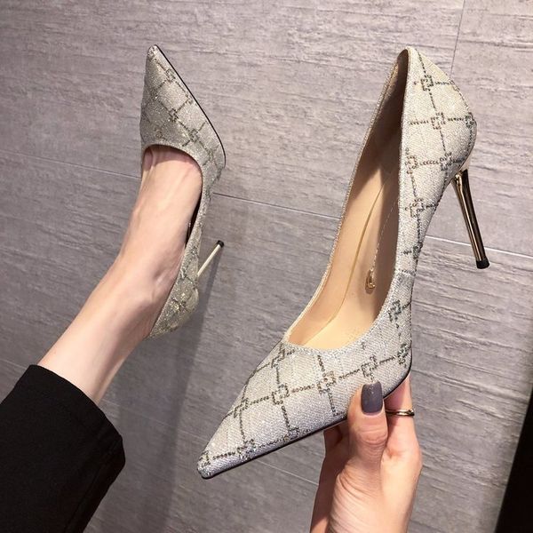 

luxury dress shoes black high heel's spring 2021 ladi temperament drs pointed thin heel shallow mouth single sho
