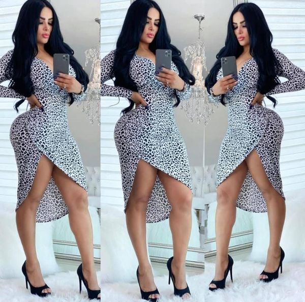 

casual dresses women summer style leopard irregular black white bandage dress 2021 designer fashion evening party, Black;gray