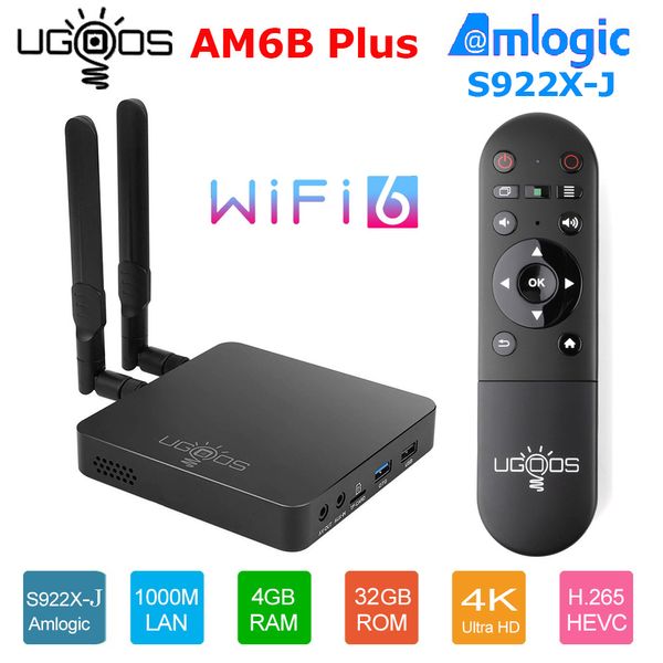 Ugoos AM6B Plus TV Box AmLogic S922X-J Android 9.0 DDR4 4GB RAM 32 GB WIFI6 1000M BT5.0 OTT 4K AM6PLUS TVBOX