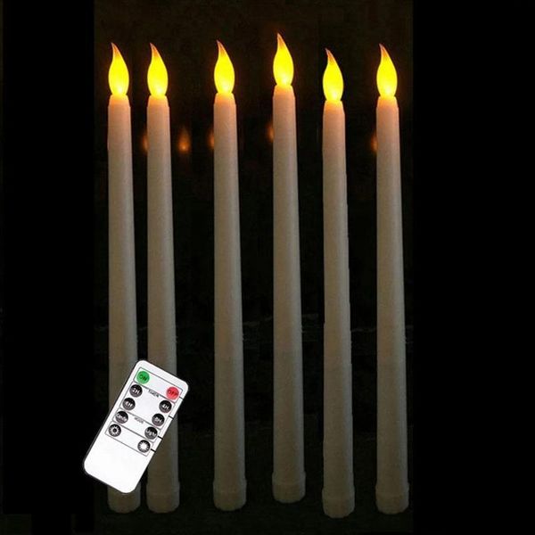 

candles remote control pole wax 6 + 1 plastic flameless taper for dinner party decorat