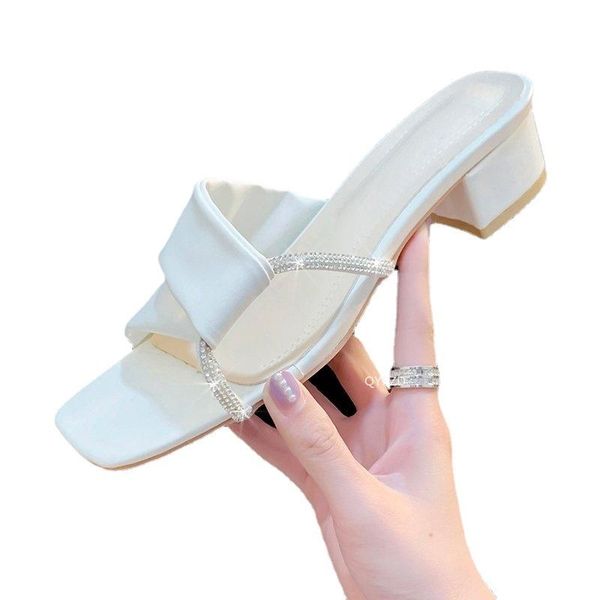 

slippers casual shoes beige heeled sandals med slides square heel women luxury black summer block 2021 rome pu