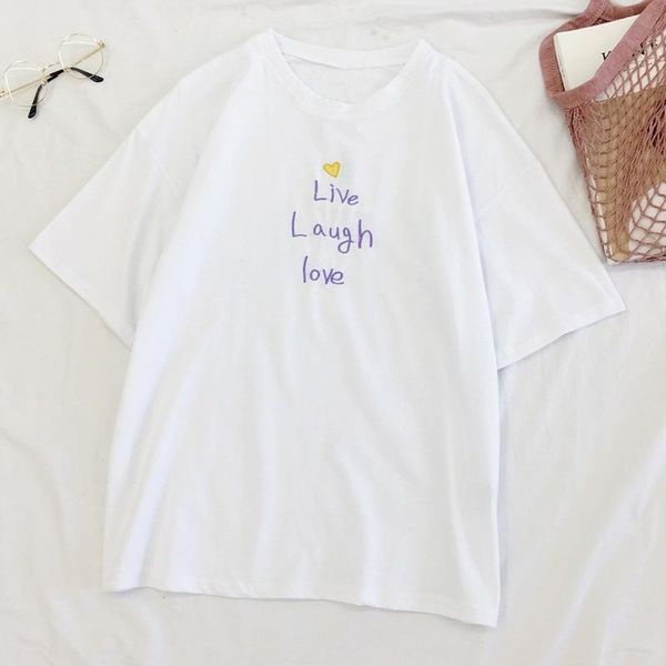 

women's t-shirt korean letter embroidery t-shirts women summer fashion casual loose funny short sleeve white tee shirt femme camisas