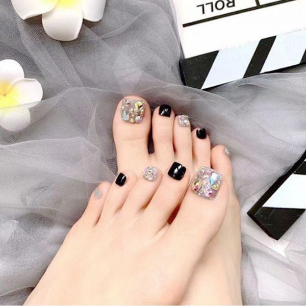 

wine red patch finished nail piece wearable false removable diamond toenail for pregnant women, Red;gold