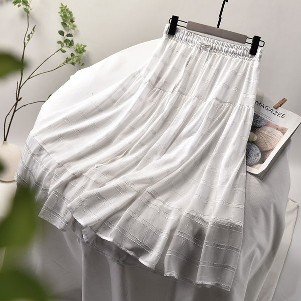 

new summer 2021 biege stretch high waist lace patchwork women boho white skirt with lining faldas jupe femme saia n3aw, Black