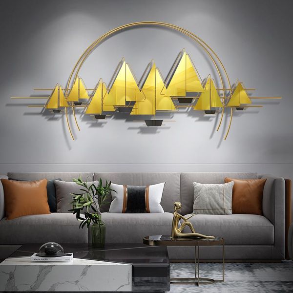 

decorative objects & figurines light luxury creative three-dimensional wall decoration living room pendant dining sailing iron