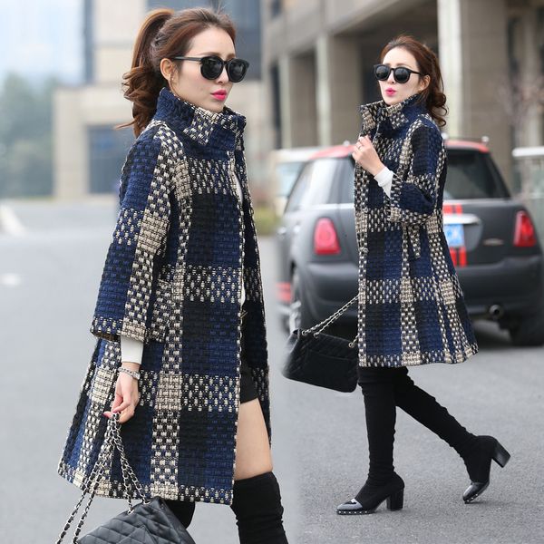 

female way chess women's wool winter thin wildlife goatee and cotton coat 4w8x, Black
