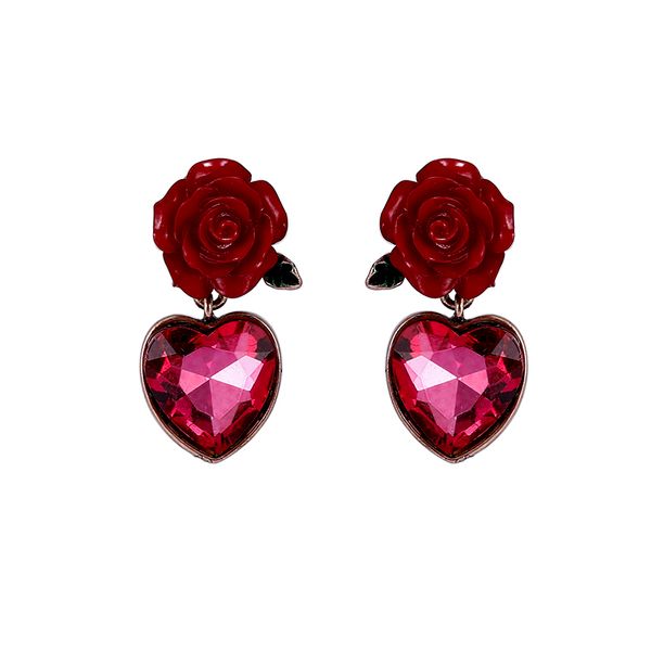 

europe and the united states fashion delicate love rose earrings sen department of contracted heart - shaped earrings temperament, Golden