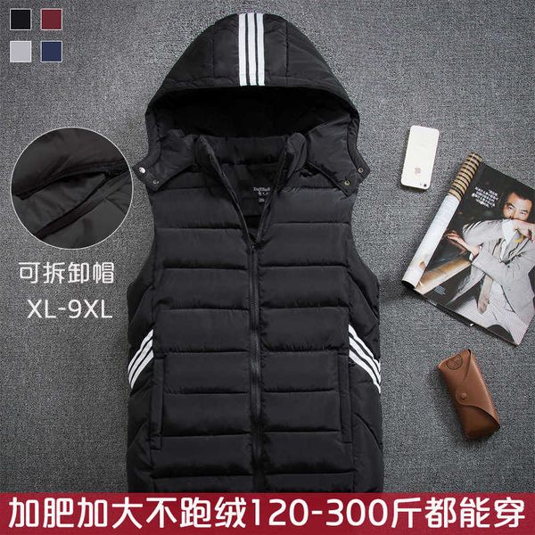 

autumn and large thickened down fattened cotton vest loose men's winter coat, Black;white