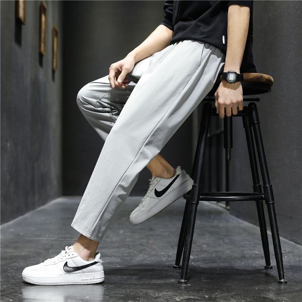 

2021 new brand sweatpants mens clothing harajuku joggers pants plus casual fashion korea style trousers solid clothes pnzg, Black