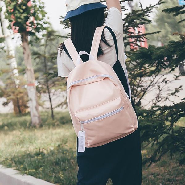 

backpack 2021 girl large capacity travel multifunctional student bag bright pu white cloth strip school