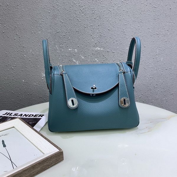 

wholesale fashion designer bag 2021h new silver buckle lindi women's 26.30cm medicine case head layer lychee grain leather women's