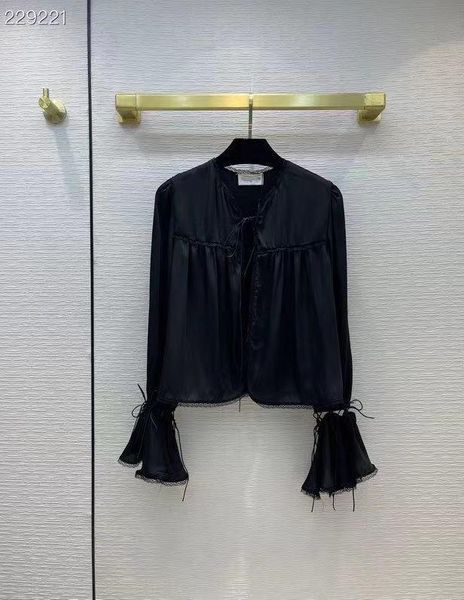 

women's blouses & shirts 2021 autumn high-end black casual long flare sleeve women lace streetwear runway blouse shirt, White