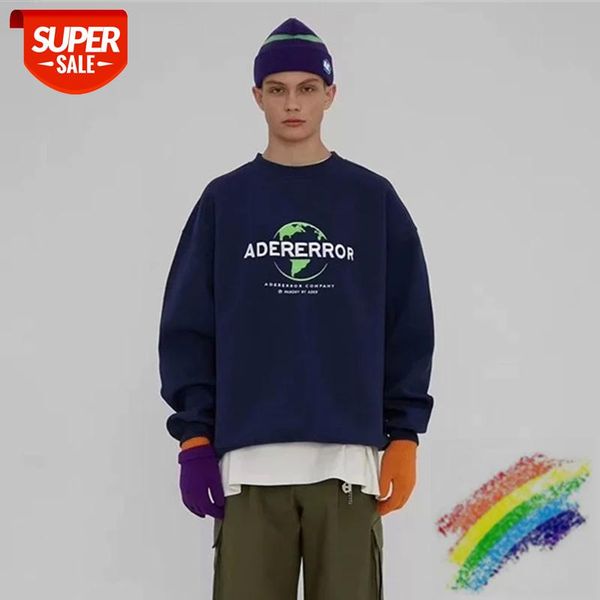 

oversize ader error embroidered earth sweatshirt men women 1:1 high-quality streetwear adererror crewneck hoodie #lq56, Black