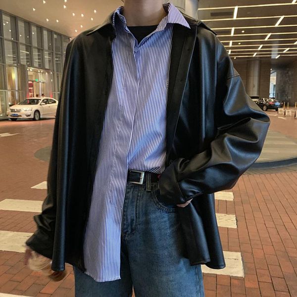 

women's leather & faux goohojio 2021 basic oversized jackets women autumn classic zipper pu all-match outwear, Black