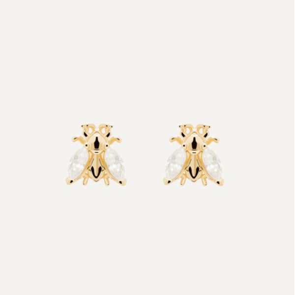 

925 silver female bee stud earrings super fairy simple and beautiful wind female, Golden;silver