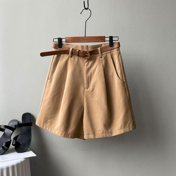 

women's shorts brown cargo women 2021 summer high waist slim loose straight wide leg casual pants short feminino, White;black
