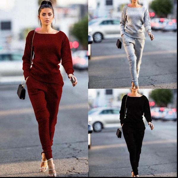 

women clothes set 2021 new long sleeve autumn spring casual solid lady tracksuit sweatshirt pants sets casual suit, Gray