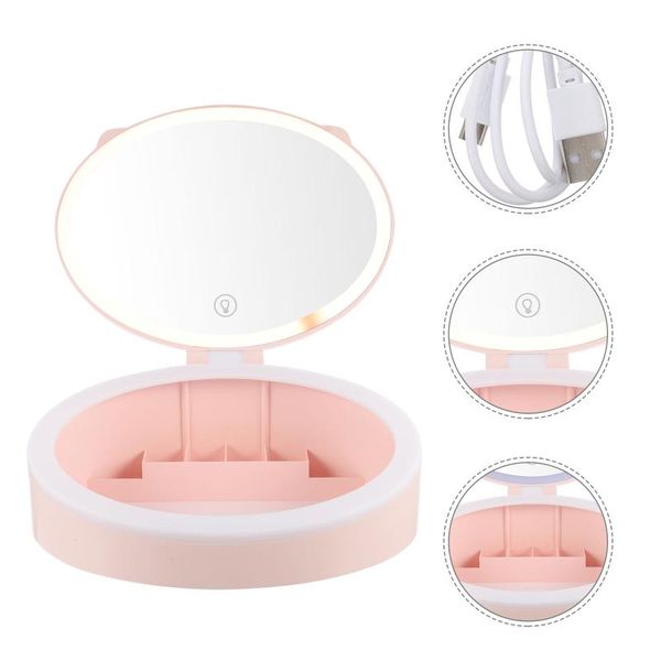 

compact mirrors portable led makeup mirror cosmetics storage box with magnifying