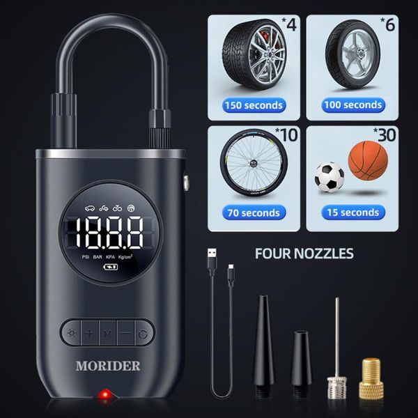 

bike pumps bicycle electric air inflatable pump multifunction smart wireless tire inflator for basketball black