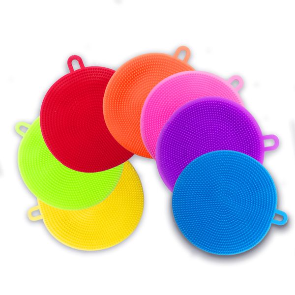 

6pcs cleaning brushes soft silicone dish bowl pot pan cleaning sponges scouring pads cooking cleaning tool kitchen accessories
