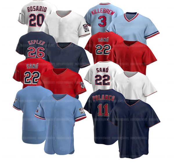 

22 miguel sano 2021 minnesota jersey jorge polanco byron buxton max kepler josh donaldson nelson cruz alex colome j.a. happ kirilloff, Blue;black