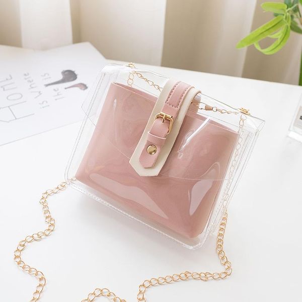 

evening bags 2021 design luxury handbag women transparent bucket bag clear pvc jelly small shoulder female chain crossbody messenger