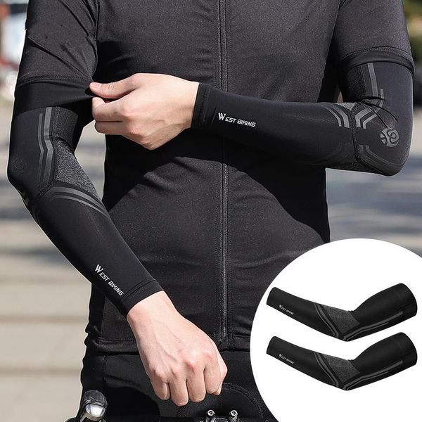 

elbow & knee pads ice silk sport arm sleeves sun protection cycling gaming cover outdoor running fishing armguards, Black;gray