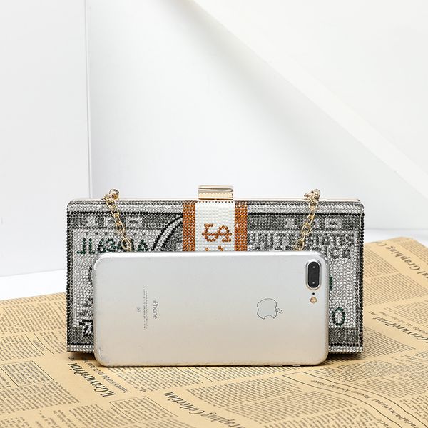 

luxury $100 dollars rhinestone crystal money bag clutch evening bag purse crystals bling money bag rhinestone money purse