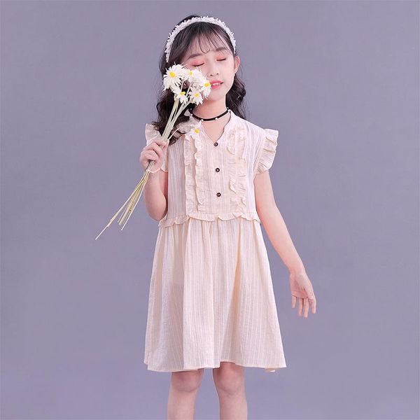 

clothing sets girls dress summer 2021 little girl cotton children's skirt, White