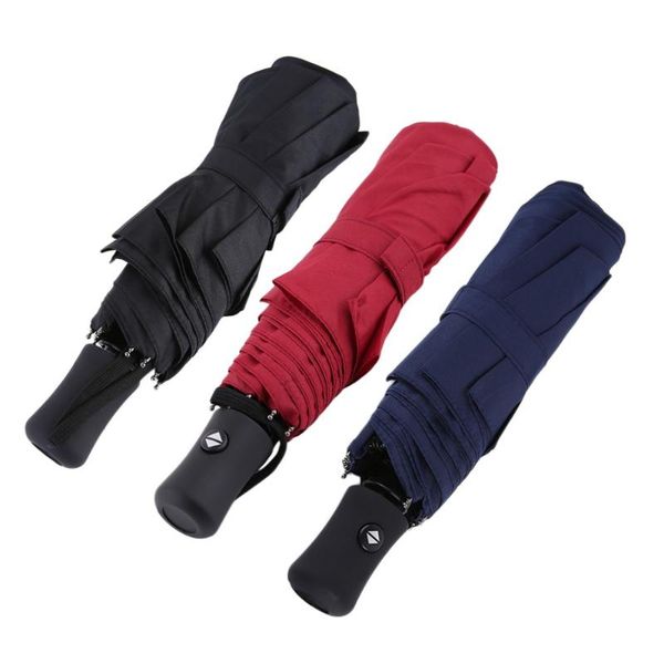 

umbrellas 94*66cm durable fashionable advanced fully-automatic uv-proof three folding business solid sunshade rain umbrella