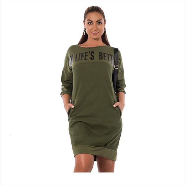 

5xl 6xl plus size womens dresses casual autumn clothing three quarter sleeve letters print women straight mini, Black;gray