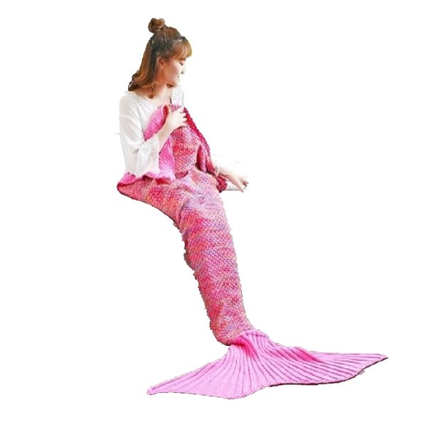 Cammeitever in pile sirena tail copriletto bambino adulti ragazze bambino handmade all'uncinetto lavorato a maglia a maglia wrar wrard coperta 210316